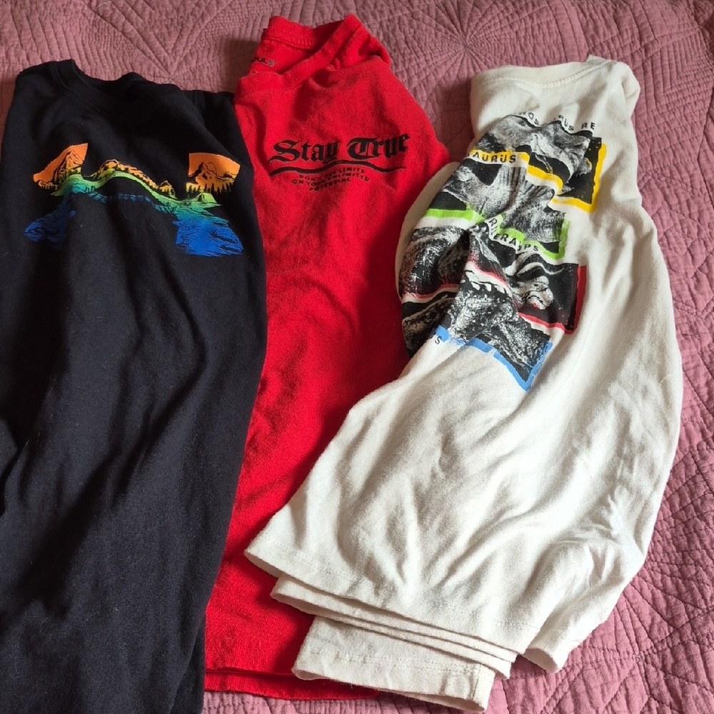 Kids 2 Long Sleeve,1 Short Sleeve Tee shirts Black, Red, White. Back To School